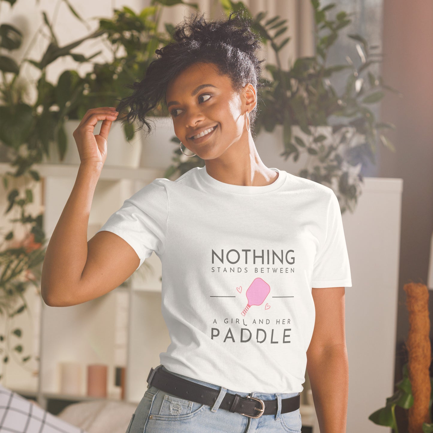 ALTMR Pickleball Short-Sleeve Unisex T-Shirt "NOTHING BETWEEN GIRL AND PADDLE"